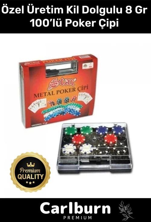 Premium Kil Dolgulu 8 Gr Texas Holdem Casino Kutulu Kırmızı Siyah Mavi Yeşil Beyaz Poker Çipi 100’lü