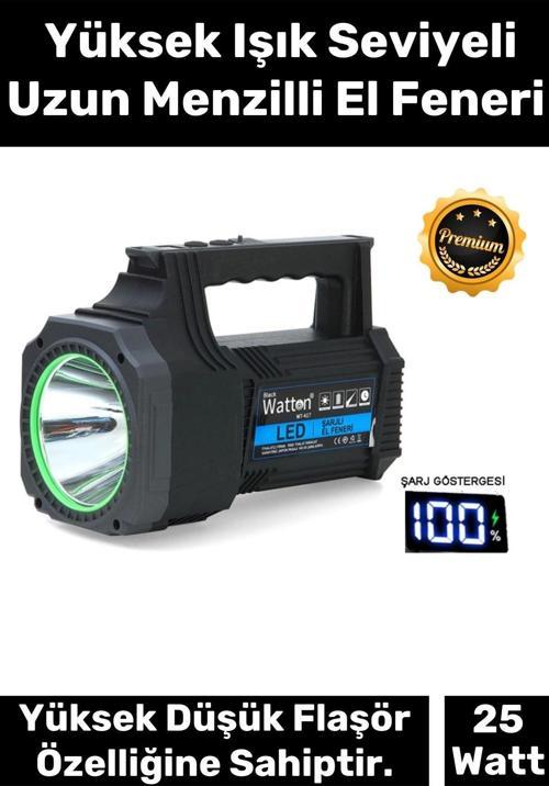 Premium 5200mAh Bataryalı 3 Modlu 21cm Uzunluk Beyaz Aydınlatma 25W Led Şarjlı El Feneri