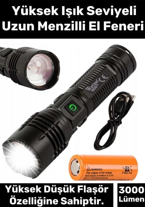 Premium 5 Modlu Gün Işığı 8800 mAh 750 Metre Menzilli Şarjlı Süper Güçlü 3000 Lümen EL Feneri