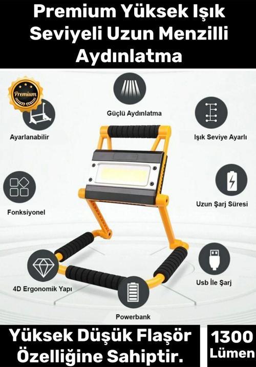 Premium 3 Modlu Su Geçirmez 6500K Renk Sıcaklığı 20W Led 360 Derece Dönebilen 1300 Lümen Aydınlatma