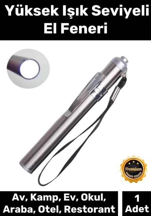 Deluxe Cep Boyu Tek Modlu 50 Metre Menzilli 1 Pille Çalışan Beyaz Aydınlatmalı Mini Güçlü EL Feneri