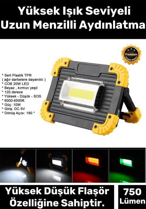 Premium 3 Mod Su Geçirmez 180 Derece Dönebilen 4400 Lityhum Pil 750 Lümen Powerbank Şarjlı Işıldak