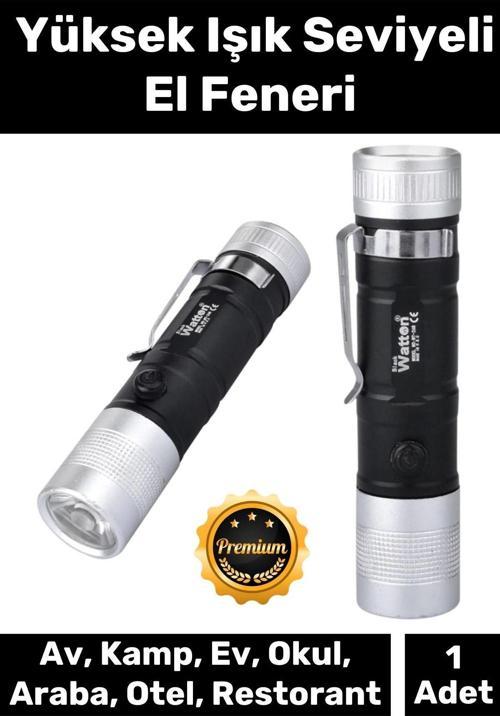 Deluxe 100 Metre Menzilli Tek Mod Beyaz Aydınlatma Cep Boyu Mini Mini Pilli El Feneri