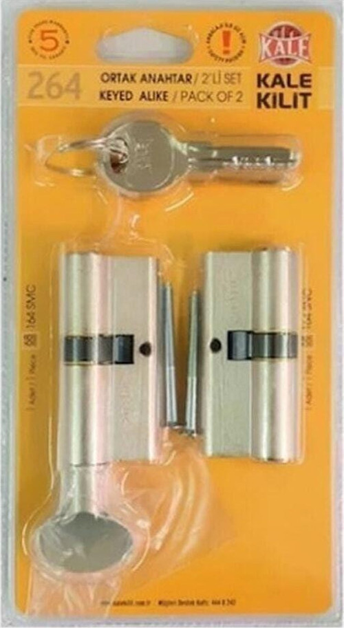Kale 264 Ikiz Anahtarlı Bilyalı Barel Çelik Kapı Kilidi 68 Mm