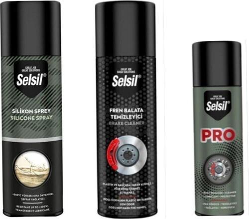Silikon Sprey 1X500Ml. Pas Sökücü Pro 1X400Ml. Fren Balata Spreyi 1X500Ml
