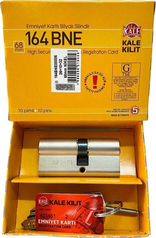 Kilit Çelik Kapı Kilidi 164 Bne Bilyalı Barel Emniyet Kartlı 5 Anahtarlı Kapı Göbeği