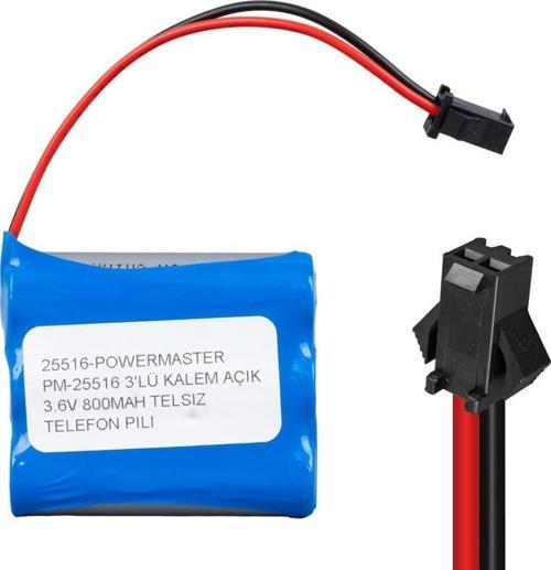 PM-25516 3'lü Kalem Açık 3.6 Volt 800 mAh Telsiz Telefon Pili
