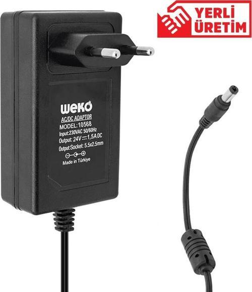 24 Volt 1.5 Amper 36 Watt Plastik Kasa Priz Tipi Adaptör (5.5x2.5 Uçlu)