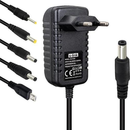 SLX-52A 5-9-12 Volt - 2 Amper Çok Uçlu Telefon Tablet PC Akü Akıllı Şarj Adaptörü