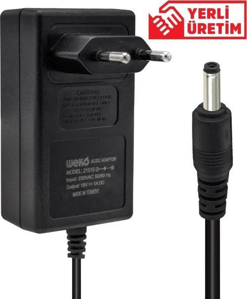 18 Volt 1 Amper Plastik Kasa Priz Tipi Adaptör 3.5*1.35 Uç