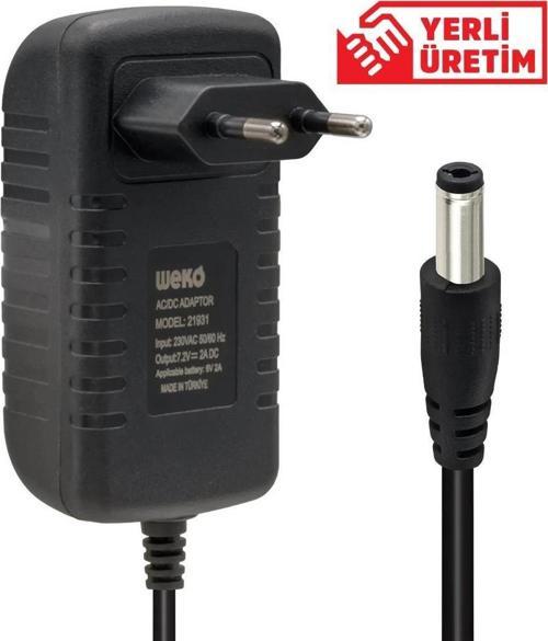 7.2 Volt - 2 Amper 5.5 x 2.5 Uçlu Ledli Yerli Üretim Akü Şarj Cihazı (Out:6v-2a)