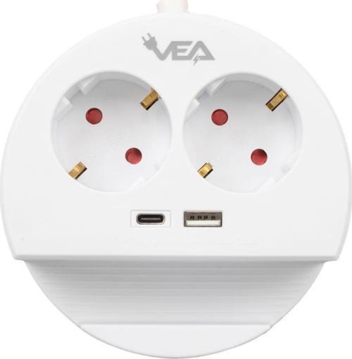 VE- G1102C 2'li USB+ Type-C Girişli Anahtarlı 1.5 Metre Grup Priz