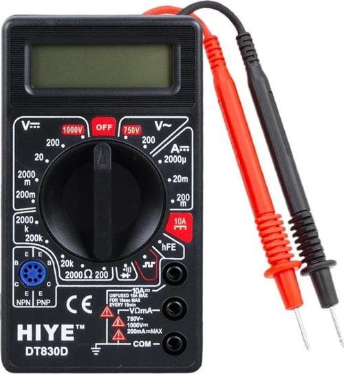 Hiye DT-830D Dijital Multimetre Ölçü Aleti - Siyah Kasa