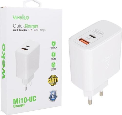 WK-21446 S11-UC 25 Watt 3.0 Amper Type-C + USB Telefon Şarj Başlık Adaptörü