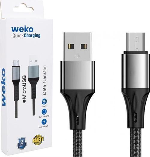 WK-22023 USB To Micro USB Örgülü Lacivert Telefon Şarj Kablosu
