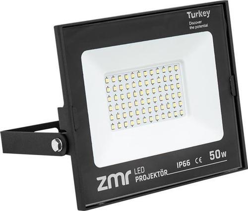 Zmr 50 Watt 6500K IP66 150 Derece 220 Volt Siyah Slim Kasa Led Projektör
