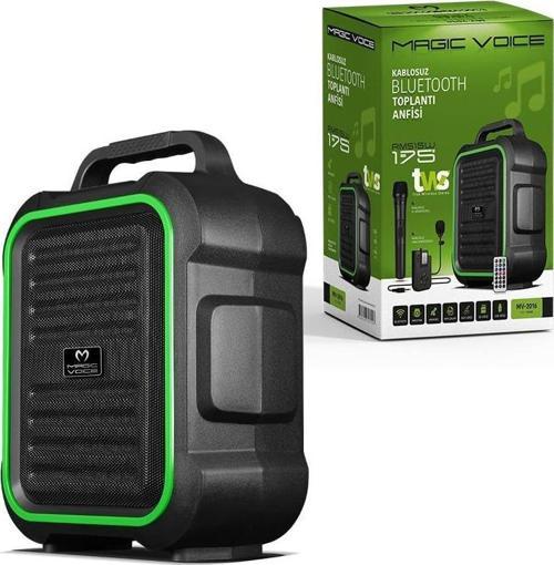Magicvoice MV-2016 USB-SD-BT 1 El + 1 Yaka Mikrofonlu 175W Taşınabilir Şarjlı Hoparlör Amfi