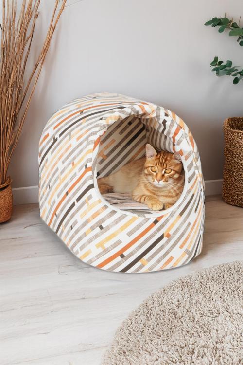 Yumuşak Puf Yataklı Yıkanabilir Kedi Köpek Evi Lüx İç Mekan Çıkarılabilir Yumuşak Yatak Kedi Köpek Yatağı