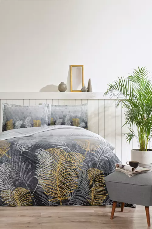 Golden Palm Çift Kişilik Nevresim Takımı - Gri
