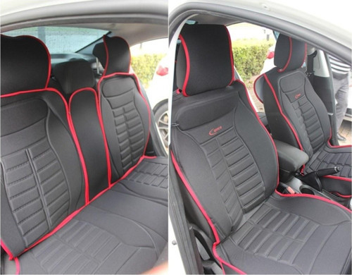 Fiat Linea Lüx Oto Koltuk Minderi Ön Arka 5'li Set FIVESTAR Serisi SİYAH KIRMIZI