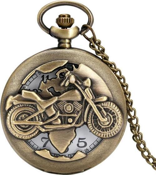 Köstekli Motosiklet Temalı Cep Zincirli Cep saati