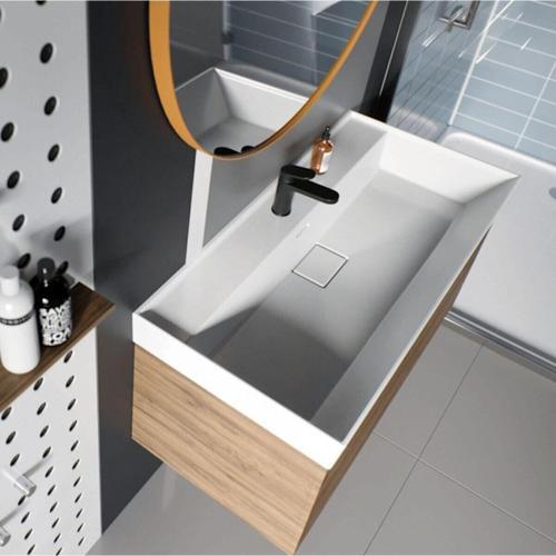 Cerastyle Etajer Uyumlu Sharp Damlalıklı Lavabo 48*48 Cm Gri