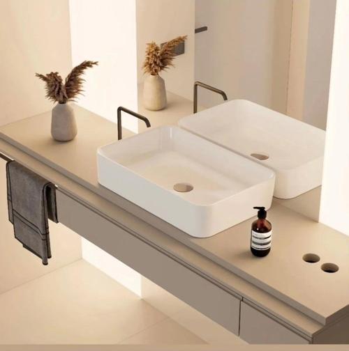 Hera Tezgahüstü Lavabo 60X38 Cm (Bataryasız Lavabo) Beyaz