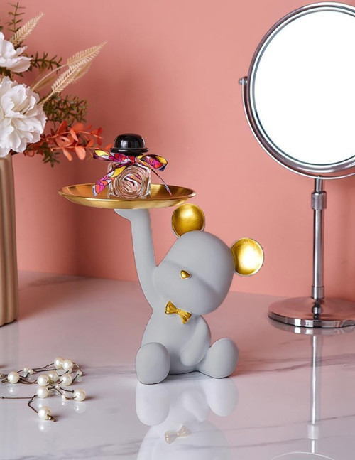 Dekoratif Tabak Tutan Ayıcık Biblo Ev Dekoru Sunum Dekoru Dekoratif Organizatör