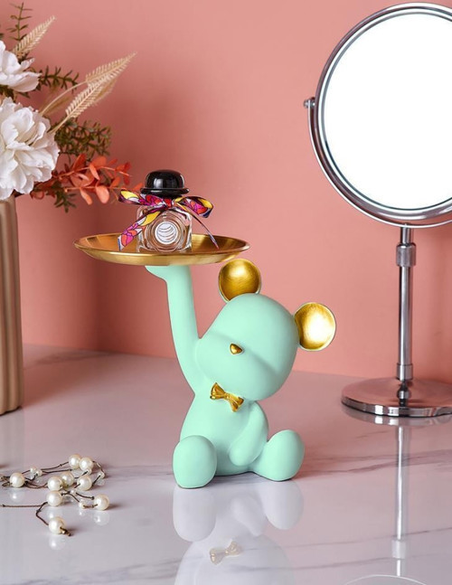 Dekoratif Tabak Tutan Ayıcık Biblo Ev Dekoru Sunum Dekoru Dekoratif Organizatör