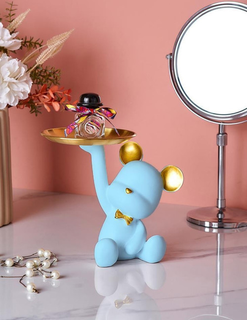 Dekoratif Tabak Tutan Ayıcık Biblo Ev Dekoru Sunum Dekoru Dekoratif Organizatör