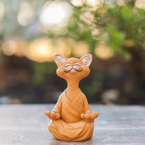 Dekoratif Yoga Yapan Kedi Biblo Meditasyon Kedi Heykeli Ev Dekoru