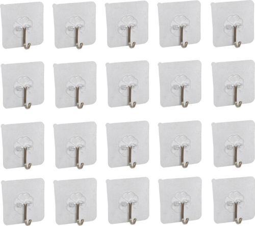 20 Adet Kendinden Yapışkanlı Şeffaf Metal Kancalı Askı