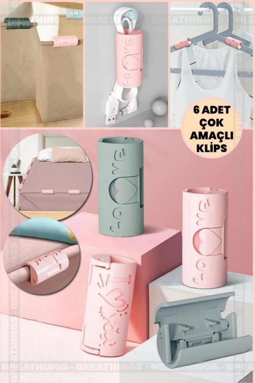 6 Adet Çok Amaçlı Çarşaf Sabitleme Klips Organizer Klips