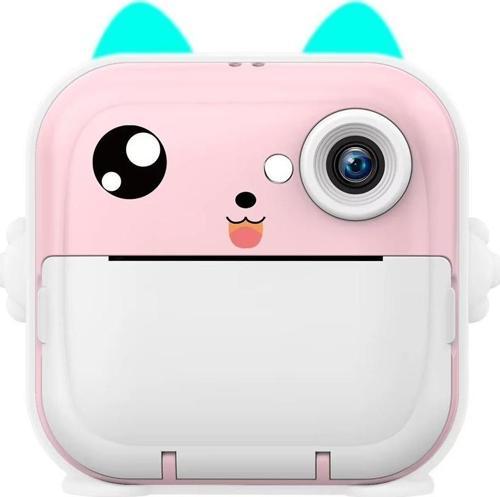 Anlık Termal Yazıcılı Dijital Çocuk Kamerası 2.0 Inc HD Şipşak Fotoğraf Makinesi AE110 Pembe