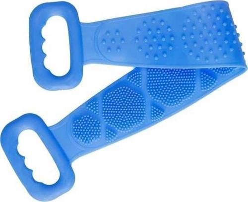 Çift Taraflı Banyo Hamam Lifi Silikon Masajlı Yumuşak Duş Lifi Banyo Kesesi 70 Cm - Mavi