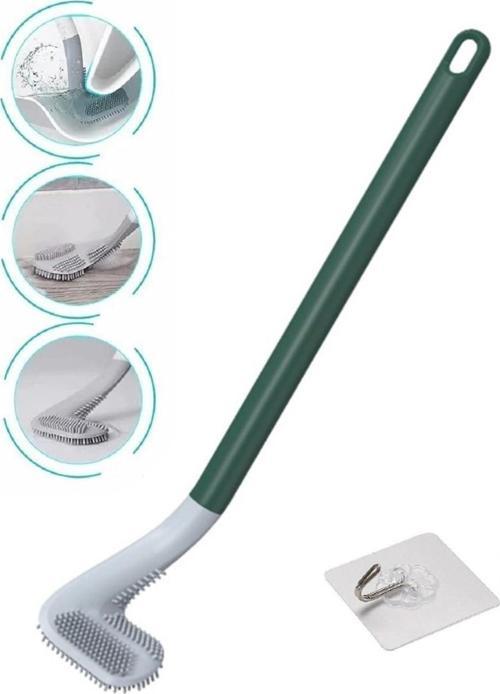 Ergonomik Tasarımlı Silikon Banyo Tuvalet Klozet Temizleme Fırçası Askılı