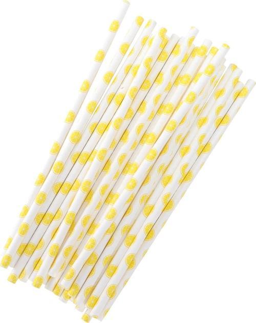 Kağıt Pipet Sarı Beyaz 25'li