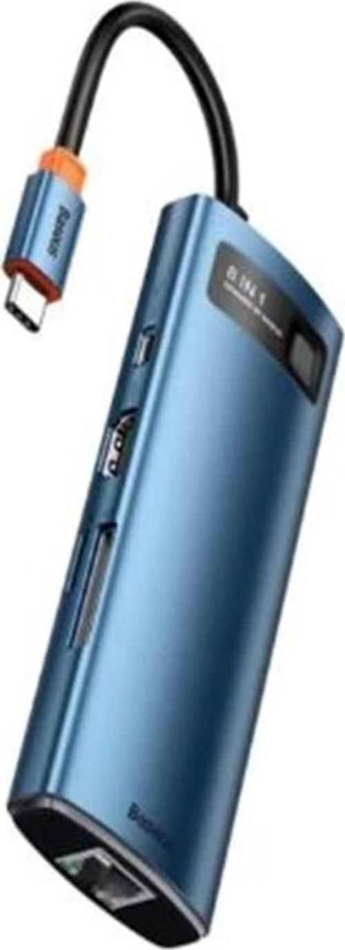 Baseus Metal Gleam 8-in-1 Type-C HUB-Mavi (WKWG000103)