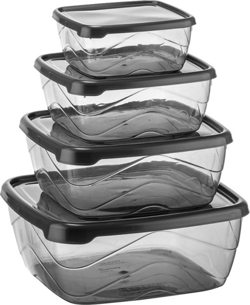 Kare Saklama Kabı 4'lü (500-900-1500-2500 ml)