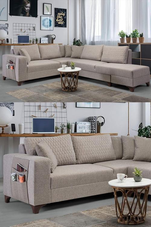 Krem Loft Köşe Koltuk Takımı