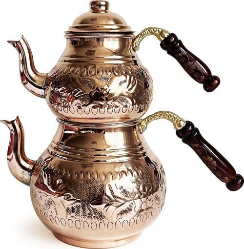El İşleme Klasik Bakır Çaydanlık No:2 Kalın