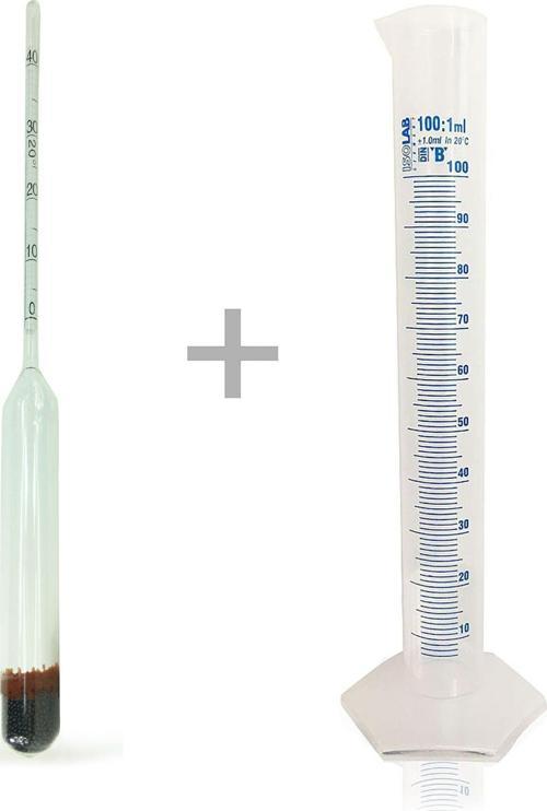 0-40 Etil Alkol Alkolmetre ve 100ml Plastik Mezür Seti