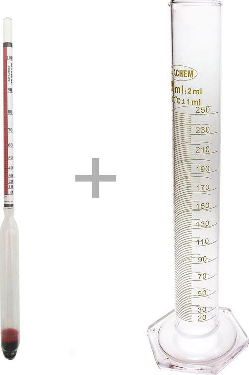 0-100 20C Alkolmetre ve 250ml Cam Mezür Seti