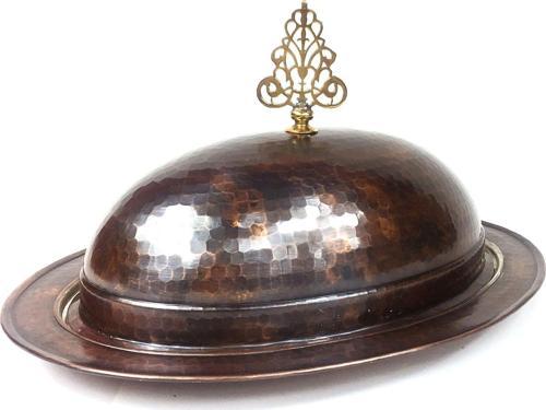 Saltanat Şişme Kapak Kayık Bakır Sahan Antik 30cm