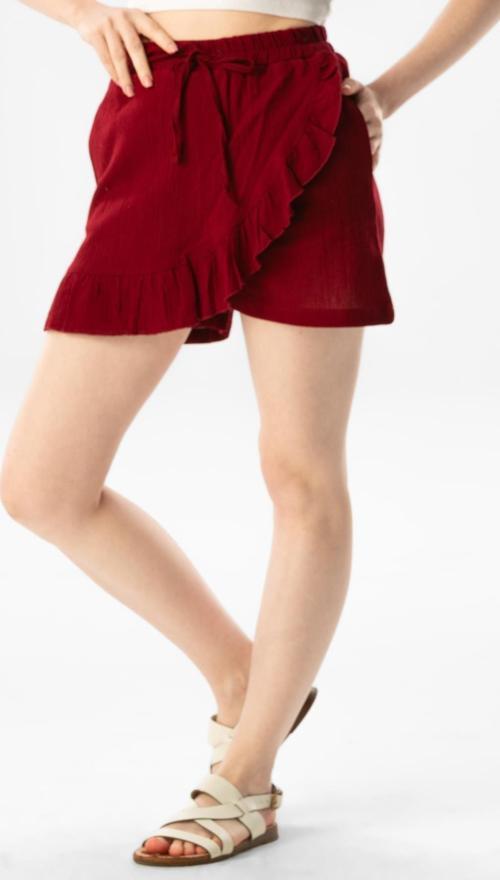 Ada Şile Bezi Yazlık Şort Etek Bordo Brd