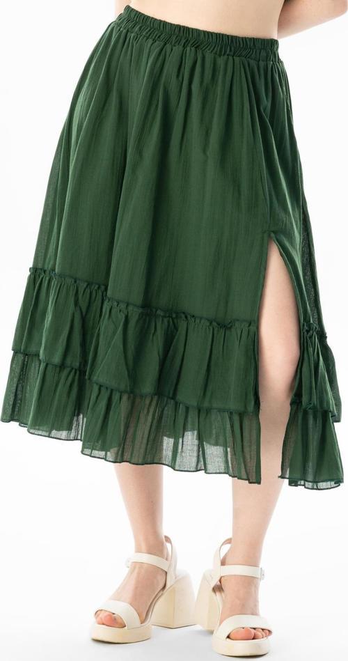 Lavinya Beli Lastikli Vual Uzun Yazlık Etek Yeşil Ysl