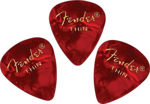 Gitar Penası 3 adet Premium Celluloid 351 Shape Thin Red Moto