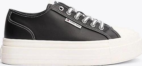 Erkek Deri Kontrast Dikişli Platform Sneaker