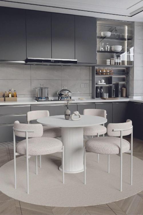 103 Cm Dizayn Özel Tasarım Yuvarlak Siyah Yemek Masası Balkon Mutfak Masası Çalışma Ofis Masası 103x103 cm