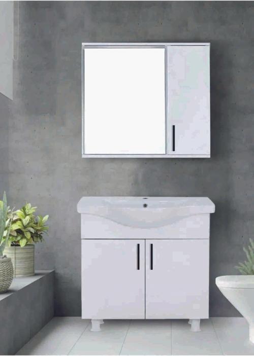 Mdf 65Lik Banyo Dolabı Alt - Üst Ve Hilton Lavabo 65x45 cm